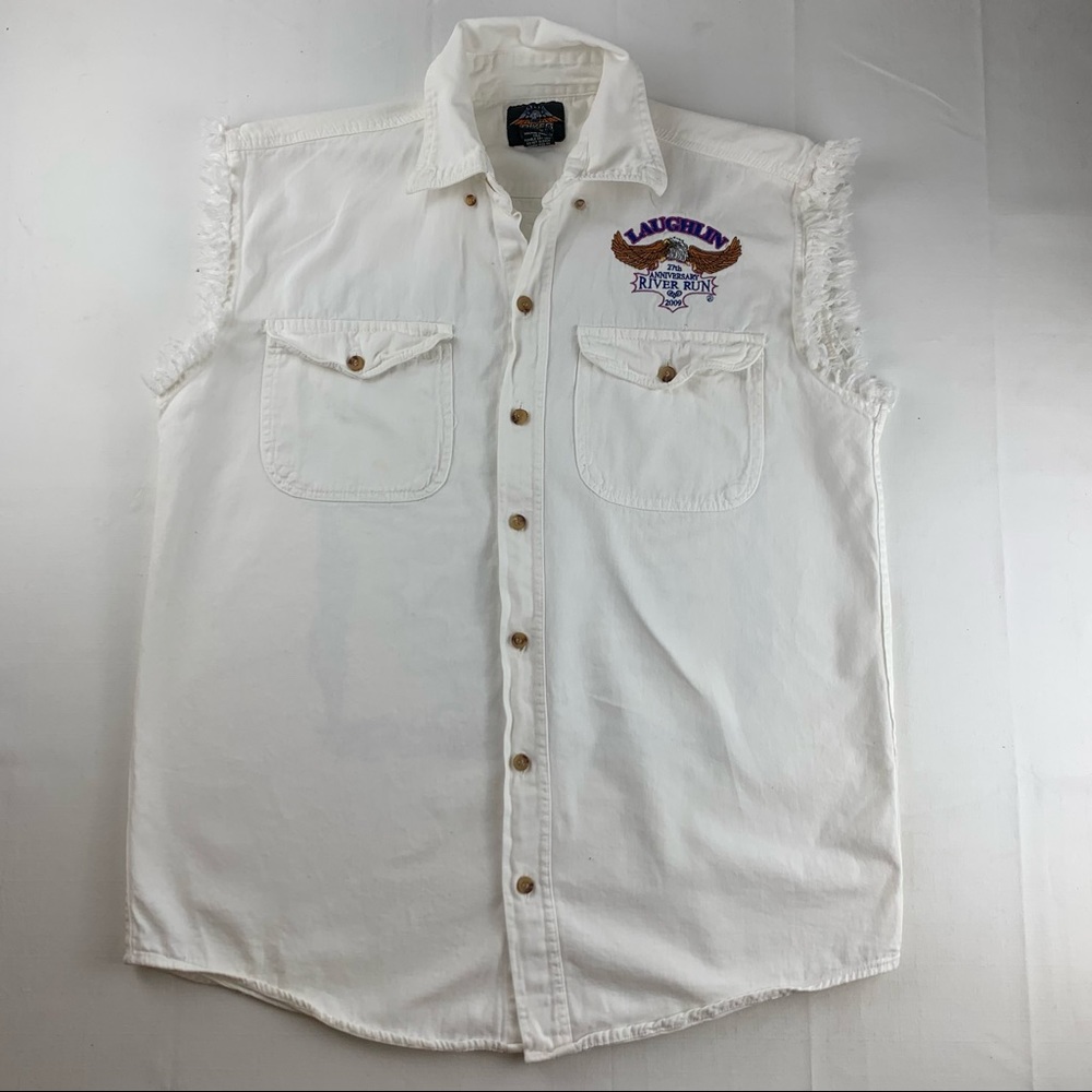 BIKER DENIM VEST LAUGHLIN RIVER RUN 2009 SIZE medium.